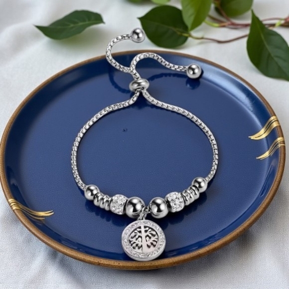 🆕️Elegant 18K Gold Plated Tree of Life Charm Bracelet Sparkling Rhinestones - Picture 8 of 12